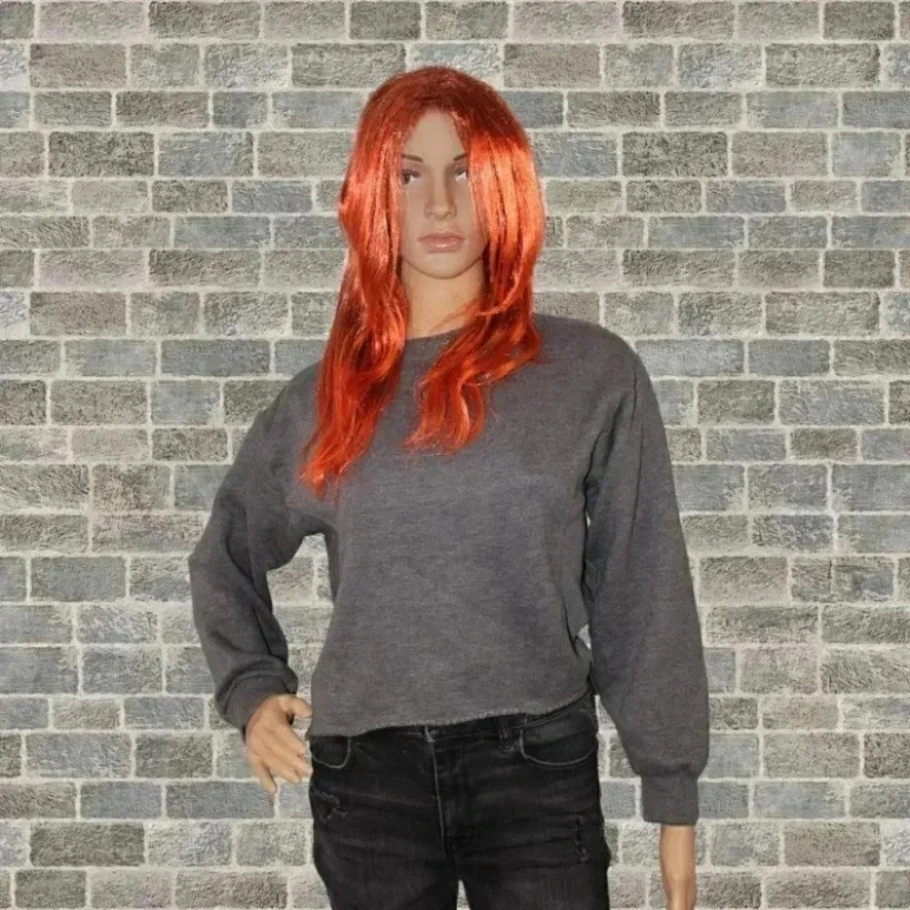 Stradivarius Grey Cropped Crewneck Sweater XS